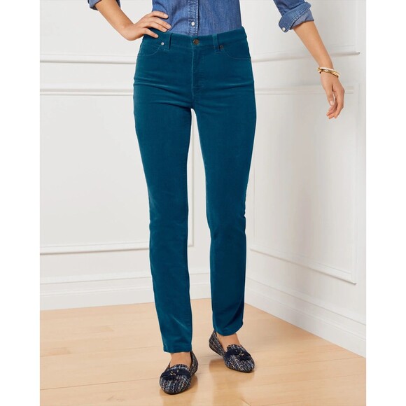 Stretch Corduroy Straight Leg Pants - Curvy Fit Size 10P 31" Inseam MSRP $70 - Picture 1 of 7